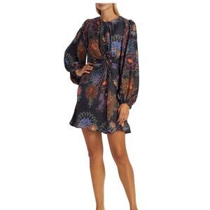 Farm Rio NWT Sparkle Flowers Black Satin Mini Dress - small ($225)